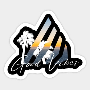 Good Vibes Palm Trees Sunset Retro Sticker